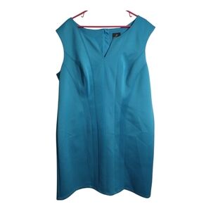 Adrianna Papell Plus Size Blue Sleeveless Sheath Party Office Preppy Dress 22W